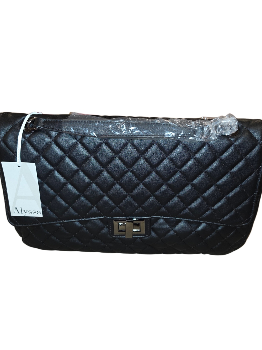 Brand New - Extra Large Black Messenger Bag with Chain Strap